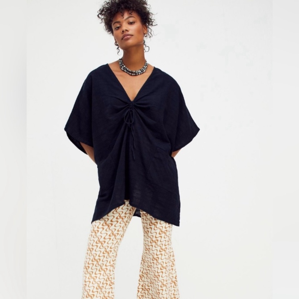 Free People Riviera Kaftan Black Tunic Top